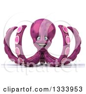 Clipart Of A 3d Happy Purple Octopus Royalty Free Illustration by Julos