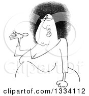 Poster, Art Print Of Cartoon Chubby Black And White Presenting Woman With Glasses And An Afro Hair Style