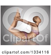 Clipart Of A 3d Fit Caucasian Woman Stretching In A Yoga Bow Pose On Gray Royalty Free Illustration