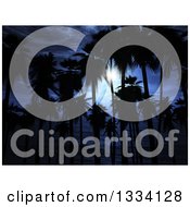 Clipart Of A 3d Tropical Island Beach With Silhouetted Palm Trees Against A Night Sky Royalty Free Illustration by KJ Pargeter