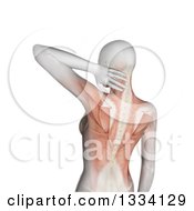Clipart Of A 3d Rear View Of An Anatomical Woman With Visible Muscles Grasping Her Painful Neck Over White Royalty Free Illustration by KJ Pargeter