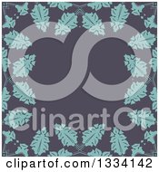Poster, Art Print Of Retro Background Of Blue Leaves Over Gray