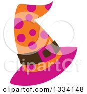 Poster, Art Print Of Pink Orange And Brown Polka Dot Halloween Witch Hat