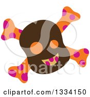 Clipart Of A Halloween Brown Orange And Pink Skull And Crossbones Royalty Free Vector Illustration