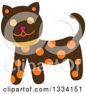 Clipart Of A Brown And Orange Spotted Halloween Cat Royalty Free Vector Illustration
