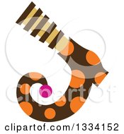 Clipart Of A Brown And Orange Polka Dot Witch Shoe Royalty Free Vector Illustration by Cherie Reve