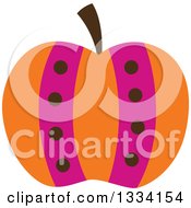 Poster, Art Print Of Halloween Pumpkin Or Apple In Orange Pink And Brown