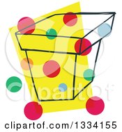 Clipart Of A Sketched Box With Colorful Dots Over Yellow Royalty Free Vector Illustration