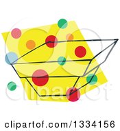 Clipart Of A Sketched Box With Colorful Dots Over Yellow 2 Royalty Free Vector Illustration