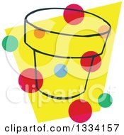Poster, Art Print Of Sketched Round Box With Colorful Dots Over Yellow