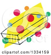 Clipart Of A Sketched Box With Colorful Dots Over Yellow 3 Royalty Free Vector Illustration
