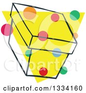 Clipart Of A Sketched Box With Colorful Dots Over Yellow 4 Royalty Free Vector Illustration