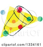 Clipart Of A Sketched Round Box With Colorful Dots Over Yellow 3 Royalty Free Vector Illustration