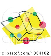 Clipart Of A Sketched Box With Colorful Dots Over Yellow 5 Royalty Free Vector Illustration