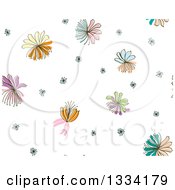 Poster, Art Print Of Seamless Background Pattern Of Doodled Flowers Over White