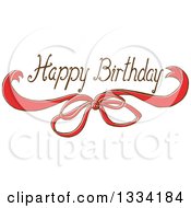 Poster, Art Print Of Happy Birthday Greeting Over A Sketched Red Bow