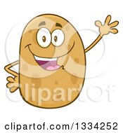 Cartoon Russet Potato Character Waving
