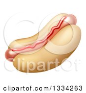 Clipart Of A Cartoon Hot Dog With A Strip Of Ketchup Royalty Free Vector Illustration
