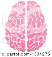 Pink Half Human Half Artificial Intelligence Circuit Board Brain
