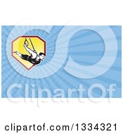 Clipart Of A Retro Male Crossfit Or Gymnast Athlete On Still Rings And Blue Rays Background Or Business Card Design Royalty Free Illustration by patrimonio