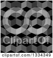 Poster, Art Print Of 3d Seamless Geometric Background Of Cubes In Grayscale