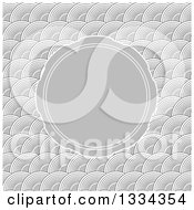 Clipart Of A Wave Or Arch Pattern Background With A Round Invitation Frame Royalty Free Vector Illustration by michaeltravers
