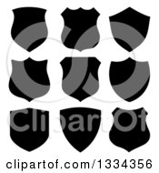 Clipart Of Black Silhouetted Shield Design Elements Royalty Free Vector Illustration