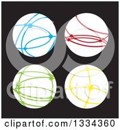 Poster, Art Print Of White Connected Internet Worlds With Colorful Lines And Hot Spots Over Black