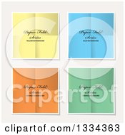 Pieces Of Colorful Folded Papers With Sample Text On Off White