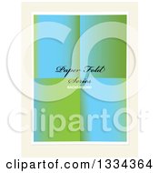 Piece Of Folded Gradient Blue And Green Green Paper With Sample Text On Off White