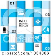 Poster, Art Print Of Blue And White Squre Infographics Template Background With Text And Icons