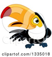 Cartoon Happy Toucan Bird Presenting To The Left