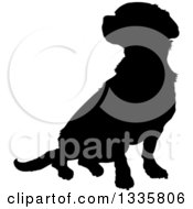 Poster, Art Print Of Black Silhouetted Mixed Breed Puppy Dog Sitting