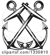 Clipart Of Black And White Crossed Nautical Anchors Royalty Free Vector Illustration by xunantunich