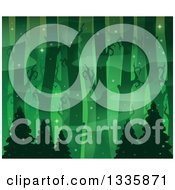 Clipart Of A Mysterious Forest Background With Magical Mist In Green Tones Royalty Free Vector Illustration