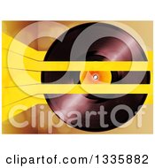 Poster, Art Print Of 3d Music Vinyl Record With Yellow Lines Over Flares