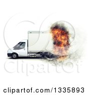 Poster, Art Print Of 3d Delivery Or Moving Van With A Fiery Speed Effect On White