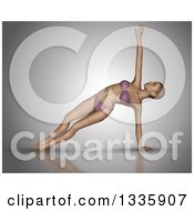 Poster, Art Print Of 3d Fit Caucasian Woman Stretching In A Yoga Pose On Gray 4