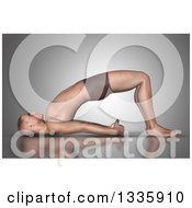 Poster, Art Print Of 3d Fit Caucasian Man Stretching In A Yoga Pose On Gray 2