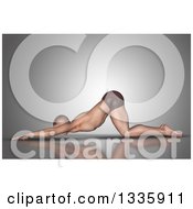 Poster, Art Print Of 3d Fit Caucasian Man Stretching In A Yoga Pose On Gray