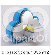 3d Cloud Icon With Folders In A Filing Cabinet On Off White
