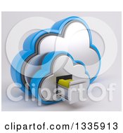 Poster, Art Print Of 3d Cloud Icon With Folders In A Filing Cabinet On Off White 2