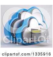 Poster, Art Print Of 3d Cloud Icon With Folders In A Filing Cabinet On Off White 4