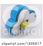 Poster, Art Print Of 3d Cloud Icon With Folders In A Filing Cabinet On Off White 3
