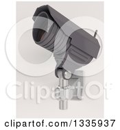 Poster, Art Print Of 3d Black Hd Cctv Security Surveillance Camera Mounted On A Wall Tilted Upwards To The Left On Off White