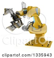 3d Yellow Industrial Robotic Arm On White