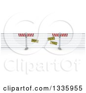Poster, Art Print Of 3d Construction Barrier Fence With Signs On Shaded White