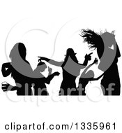Clipart Of A Crowd Of Black Silhouetted Young Dancers In A Club 3 Royalty Free Vector Illustration by dero