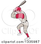 Clipart Of A Cartoon White Male Baseball Player Athlete Batting Royalty Free Vector Illustration