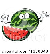 Poster, Art Print Of Cartoon Watermelon Character Presenting And Giving A Thumb Up